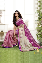 Pavitraa  Ethenic Fusion Cut Worked Saree made From Shimmer and Jecard