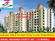 ANSAL ORCHARD COUNTY 2/3 BHK FLATS FOR SALE SEC 115 MOHALI @4114000